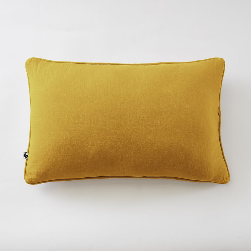 Coussin Déhoussable Avec Passepoil - Double Gaze De Coton Unie - Gaïa - Safran
