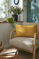 Coussin Déhoussable Avec Passepoil - Double Gaze De Coton Unie - Gaïa - Safran