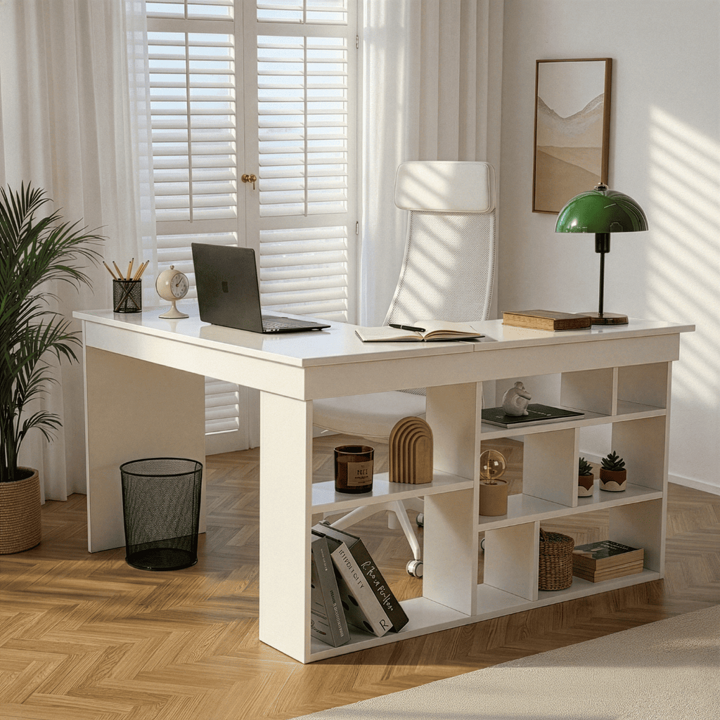 Organis - Corner Desk 8 Compartments - White