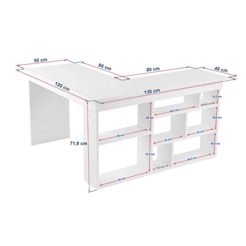 Organis - Corner Desk 8 Compartments - White