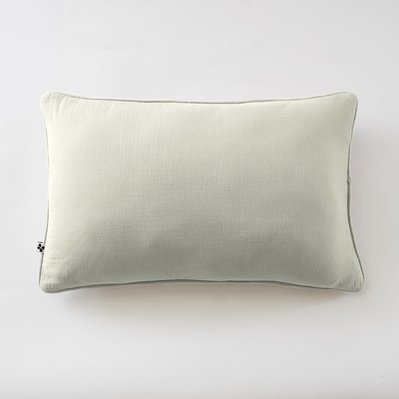 Coussin Déhoussable Avec Passepoil - Double Gaze De Coton Unie - Gaïa - Vert D'Eau