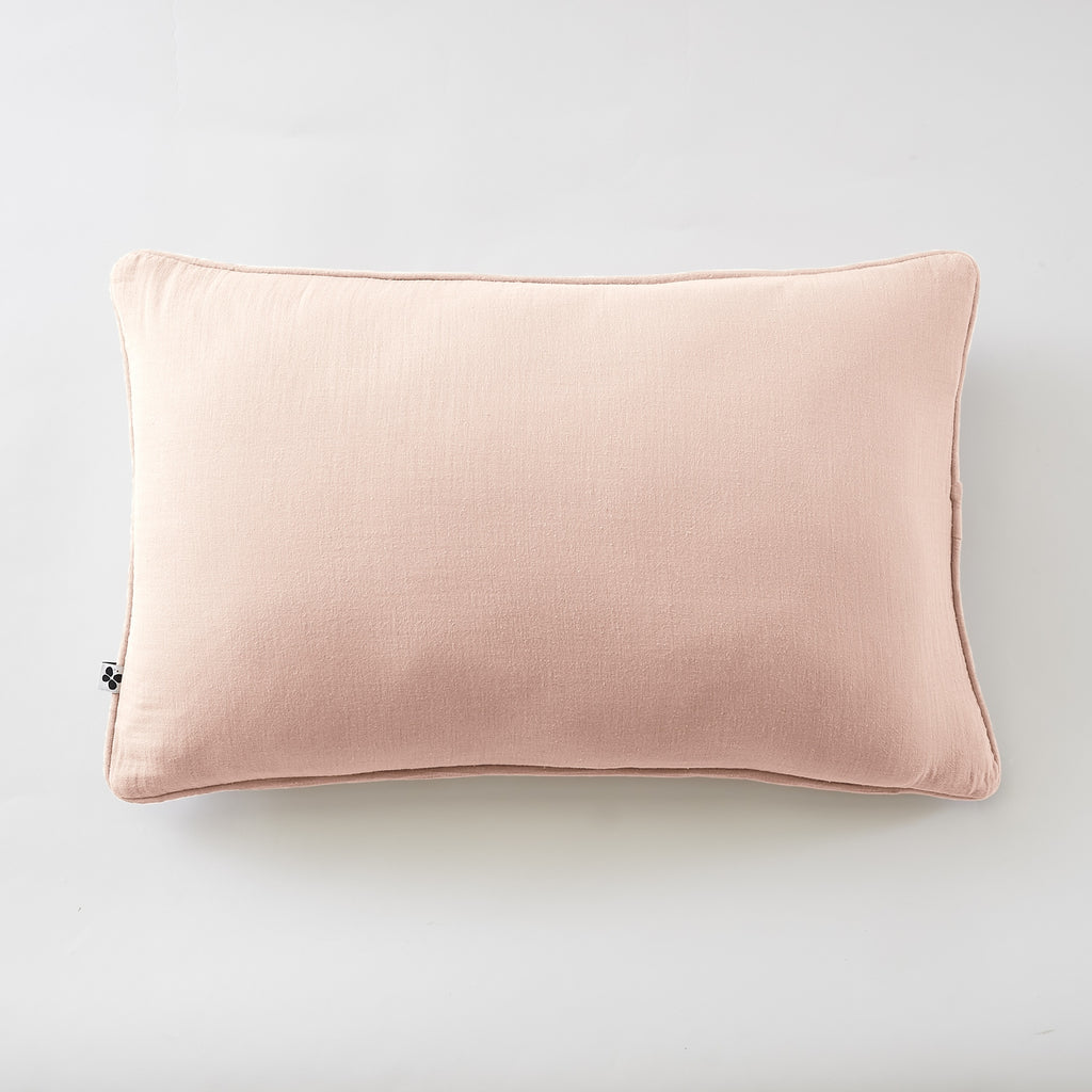 Gaïa - Coussin Déhoussable Avec Passepoil - Double Gaze De Coton Unie - Guimauve