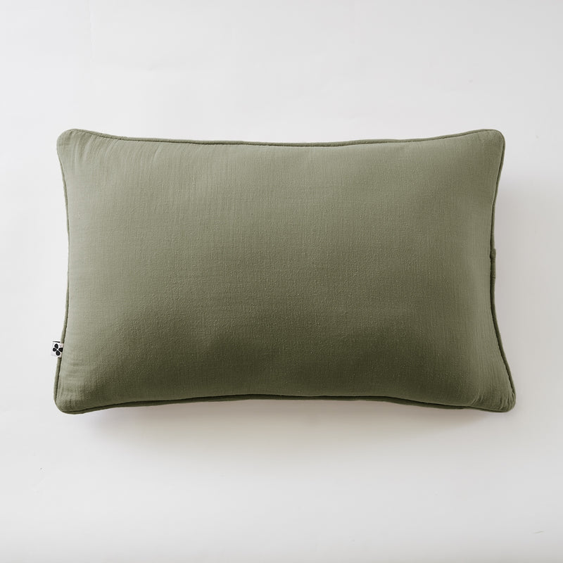 Coussin Déhoussable Avec Passepoil - Double Gaze De Coton Unie - Gaïa - Romarin