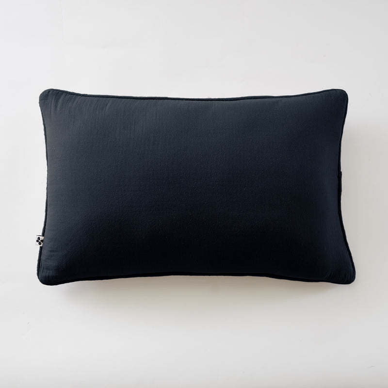 Coussin Déhoussable Avec Passepoil - Double Gaze De Coton Unie - Gaïa - Minuit