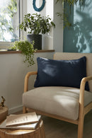 Coussin Déhoussable Avec Passepoil - Double Gaze De Coton Unie - Gaïa - Minuit
