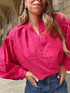 Blusa de cuadros vichy fucsia Clothilde