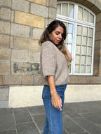 Maille à manches courtes taupe Elisa