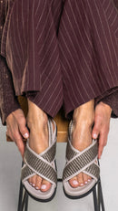 Sandalia Bianca Rafia Topo