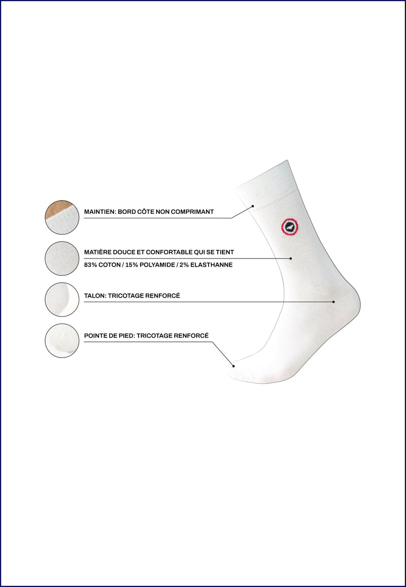 Lot De 3 Chaussettes Mi-Hautes En Coton - Chaussettes Marine Acier Marinière