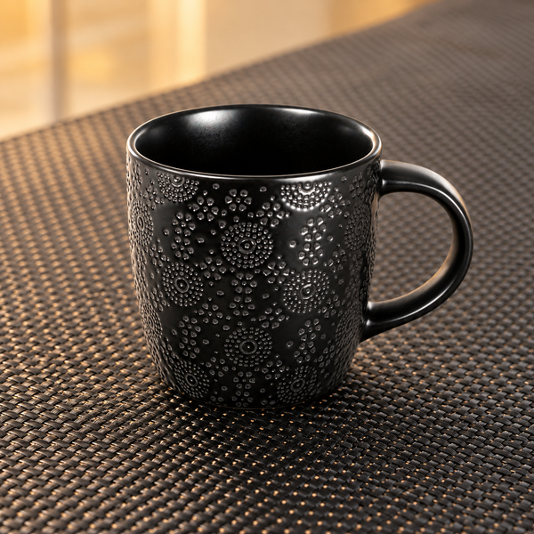 Black Japan - 6 Coffee/Tea Cups - Stoneware - Black
