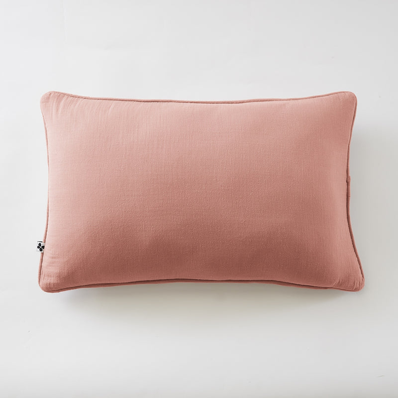 Coussin Déhoussable Avec Passepoil - Double Gaze De Coton Unie - Gaïa - Rose Pêche