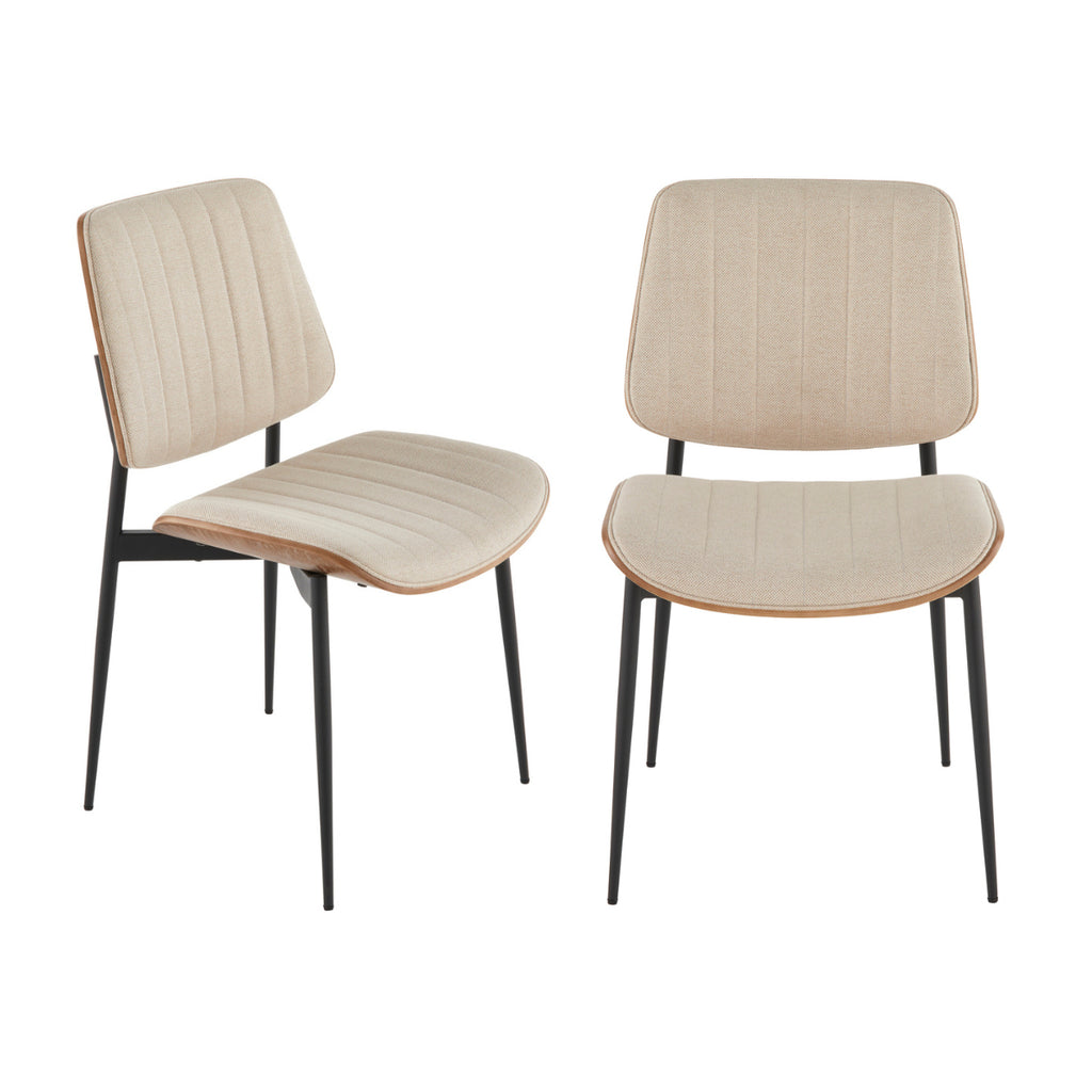 Hortense - Juego de 2 Sillas - Tela Acolchada - Beige
