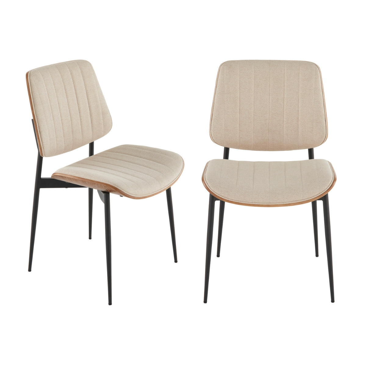 Hortense - Juego de 2 Sillas - Tela Acolchada - Beige