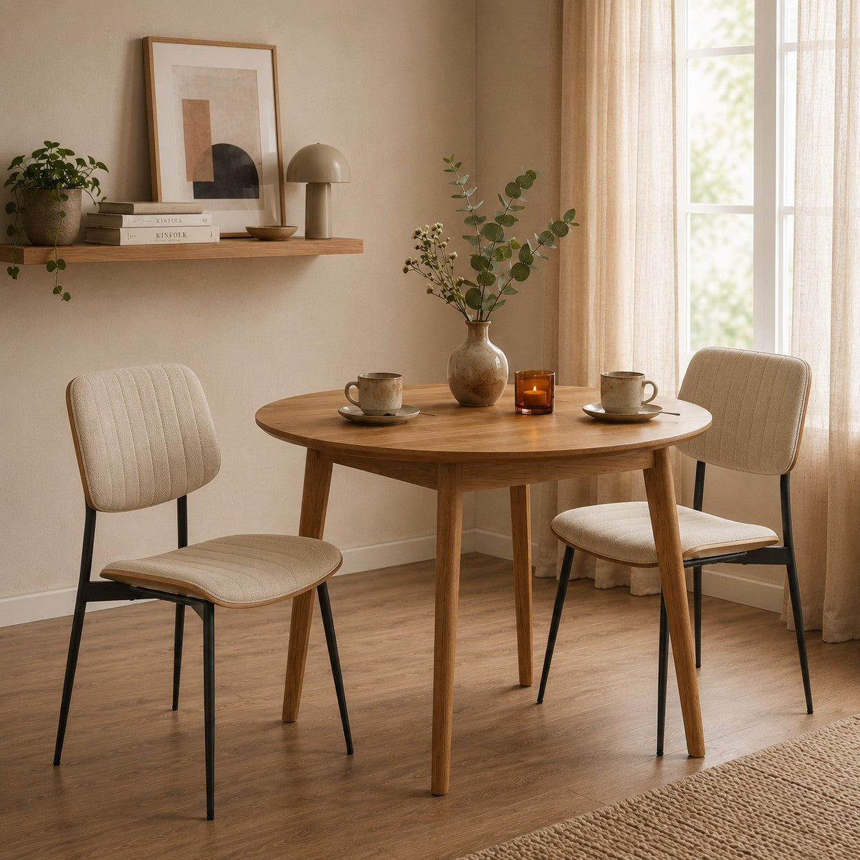 Hortense - Juego de 2 Sillas - Tela Acolchada - Beige