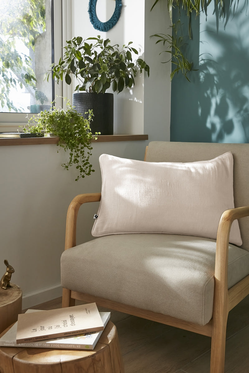 Coussin Déhoussable Avec Passepoil - Double Gaze De Coton Unie - Gaïa - Pampa