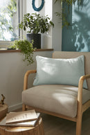 Coussin Déhoussable Avec Passepoil - Double Gaze De Coton Unie - Gaïa - Eucalyptus
