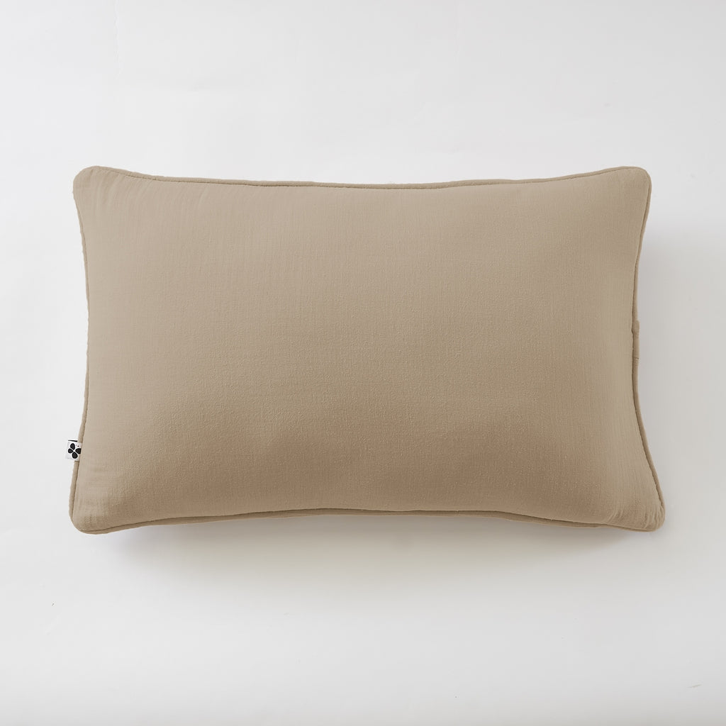 Gaïa - Coussin Déhoussable Avec Passepoil - Double Gaze De Coton Unie - Ficelle