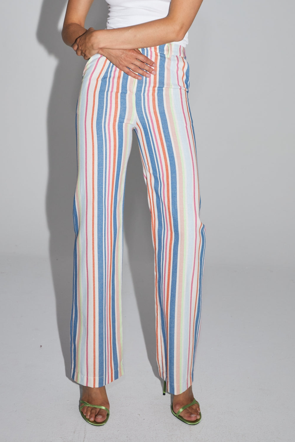 Le Pantalon Yves Aux Rayures Pop En Coton Organique Fabriqué En Italie