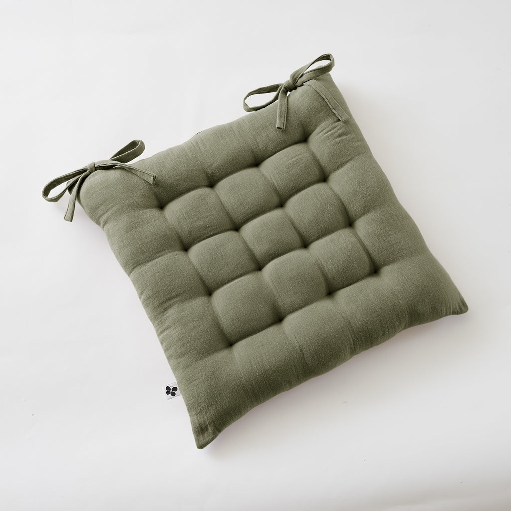 Gaïa - Assise Matelassée - Double Gaze De Coton Unie - Romarin