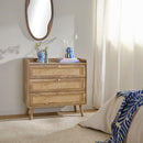 Commode 3 Tiroirs Avec Façades En Rotin Naturel - Palmo