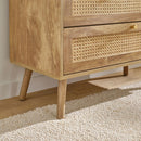 Commode 3 Tiroirs Avec Façades En Rotin Naturel - Palmo