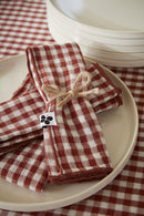 Lot De Serviettes - Gaze De Coton Tissée - Teinte Vickie - Terracotta