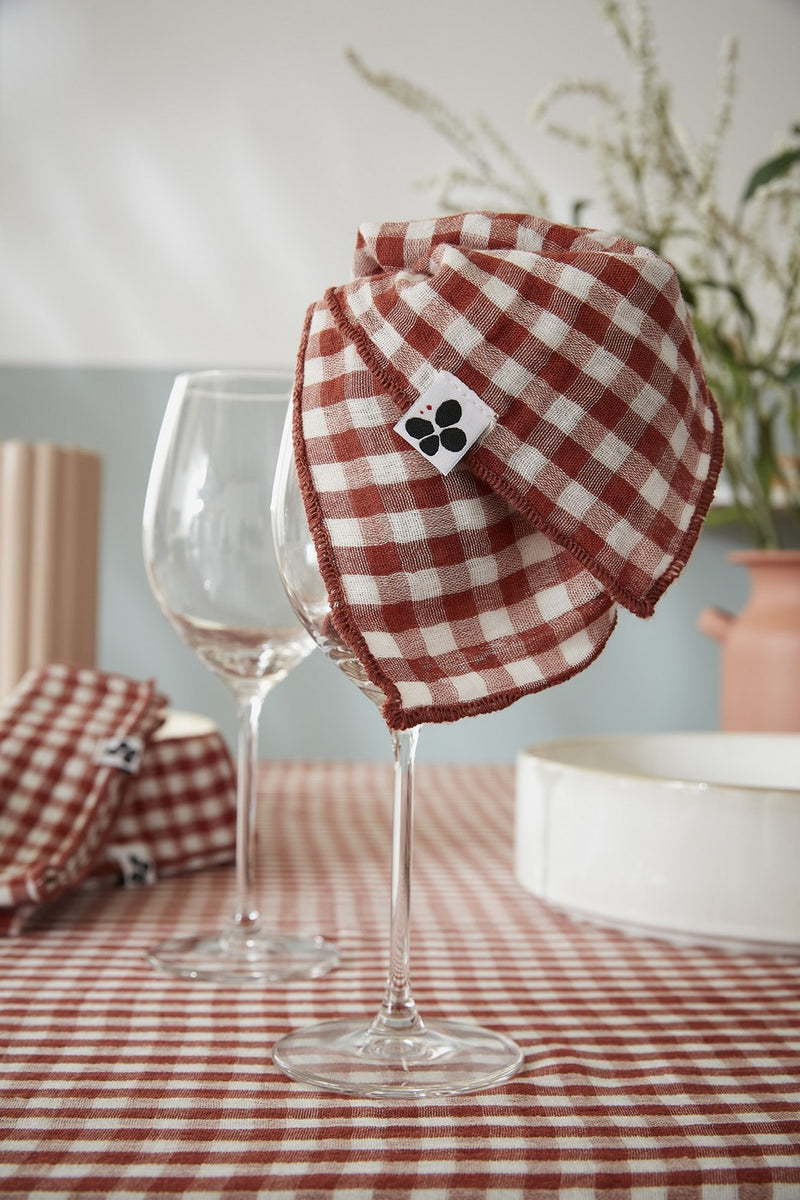 Lot De Serviettes - Gaze De Coton Tissée - Teinte Vickie - Terracotta