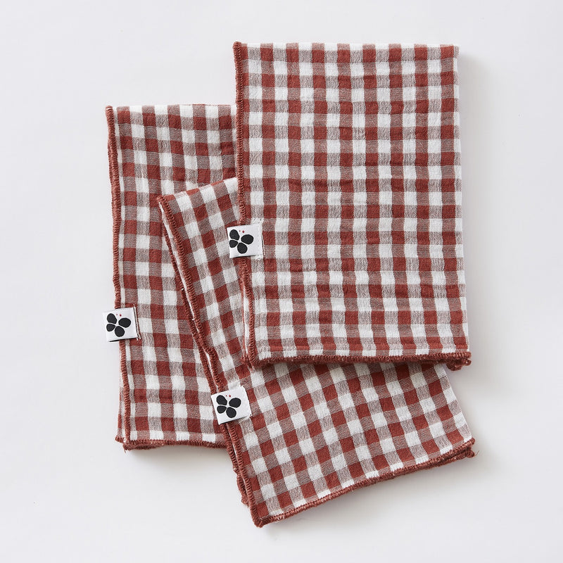 Lot De Serviettes - Gaze De Coton Tissée - Teinte Vickie - Terracotta