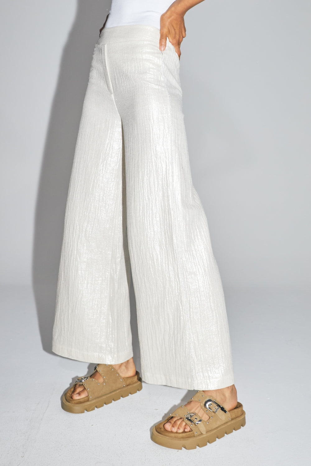 Pantalón Charlie De Algodón Orgánico Brillante Con Textura