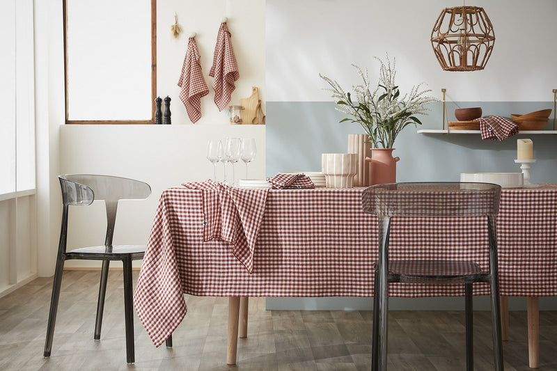 Nappe Rectangle - Gaze De Coton Tissée - Teinte Vickie - Terracotta