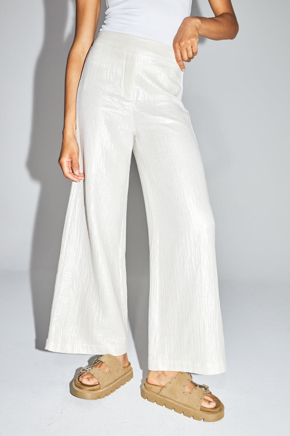 Pantalón Charlie De Algodón Orgánico Brillante Con Textura