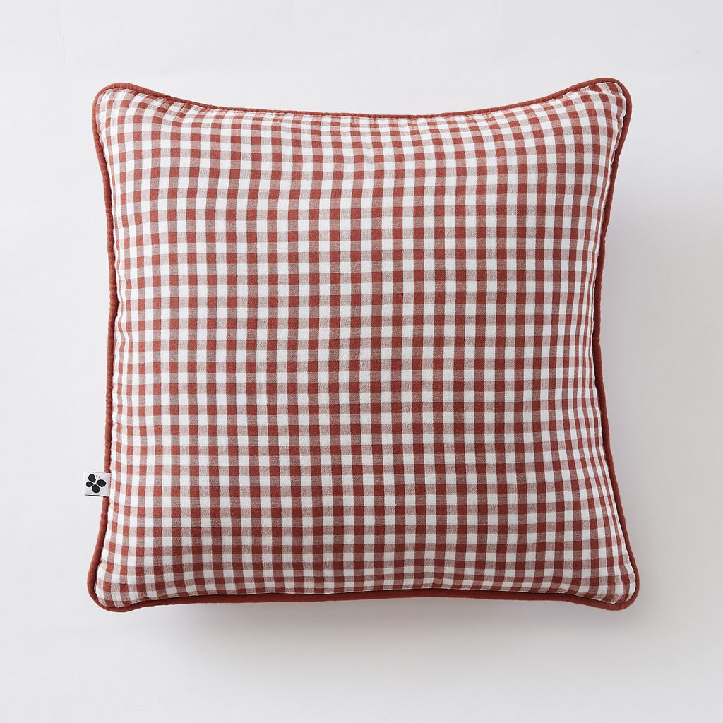 Teinte Vickie - Coussin Déhoussable Avec Passepoil - Gaze De Coton Tissée - Terracotta