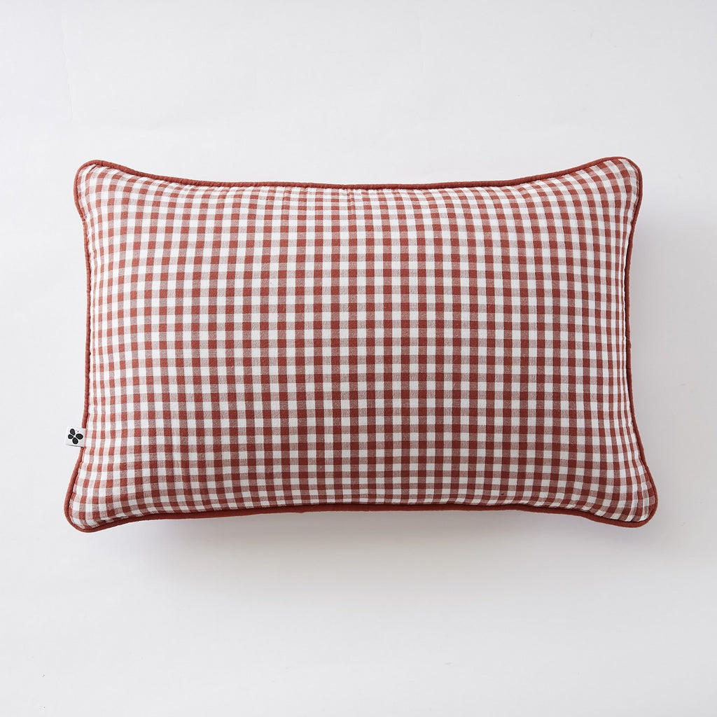 Teinte Vickie - Coussin Déhoussable Avec Passepoil - Gaze De Coton Tissée - Terracotta