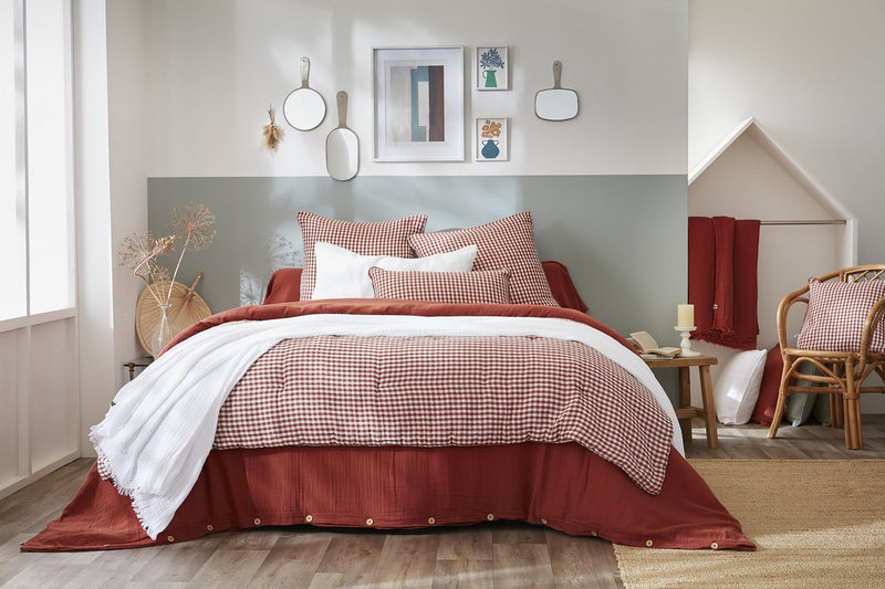 Bout De Lit - Gaze De Coton Tissée Teinte - Vickie - Terracotta