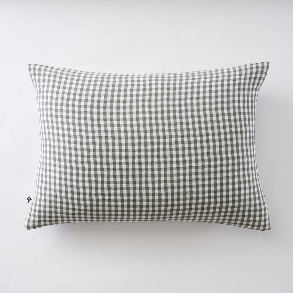 Vickie - Funda de almohada - Gasa de algodón tejida teñida - Romero