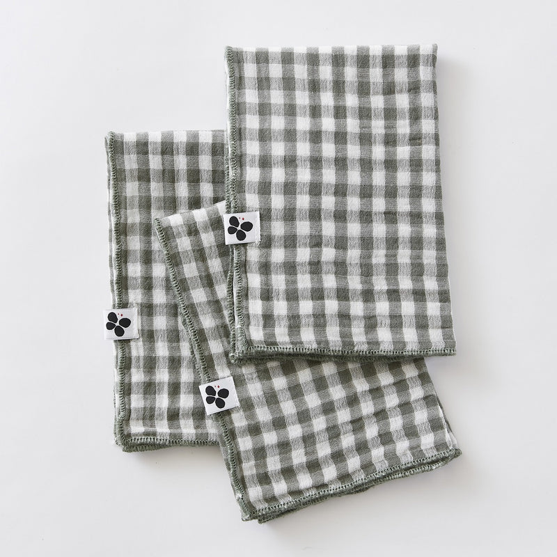 Lot De Serviettes - Gaze De Coton Tissée - Teinte Vickie - Romarin