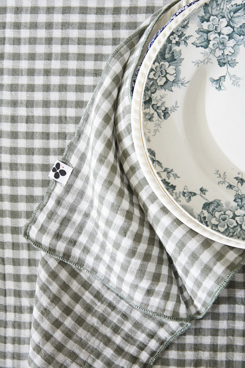 Lot De Serviettes - Gaze De Coton Tissée - Teinte Vickie - Romarin