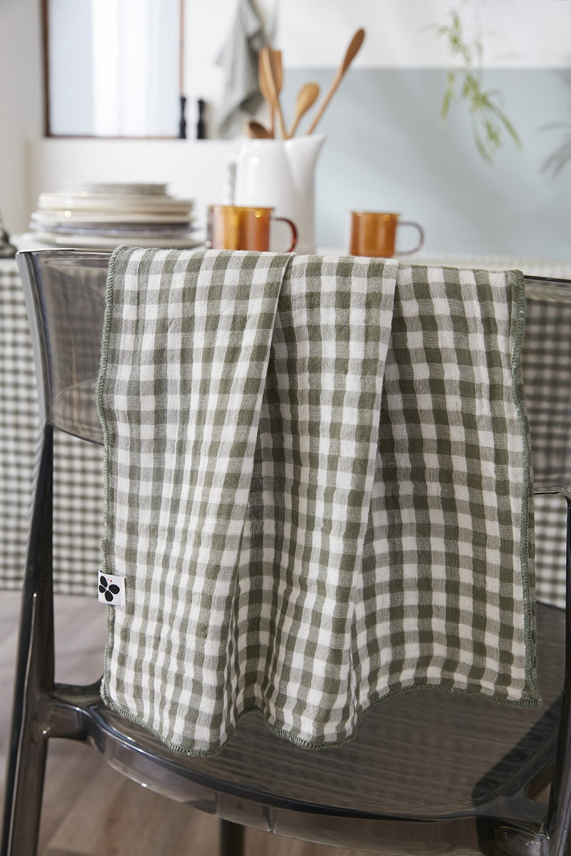 Nappe Rectangle - Gaze De Coton Tissée - Teinte Vickie - Romarin