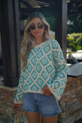 Blouse En Crochet Fidji - Bleue