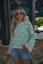 Blouse En Crochet Fidji - Bleue