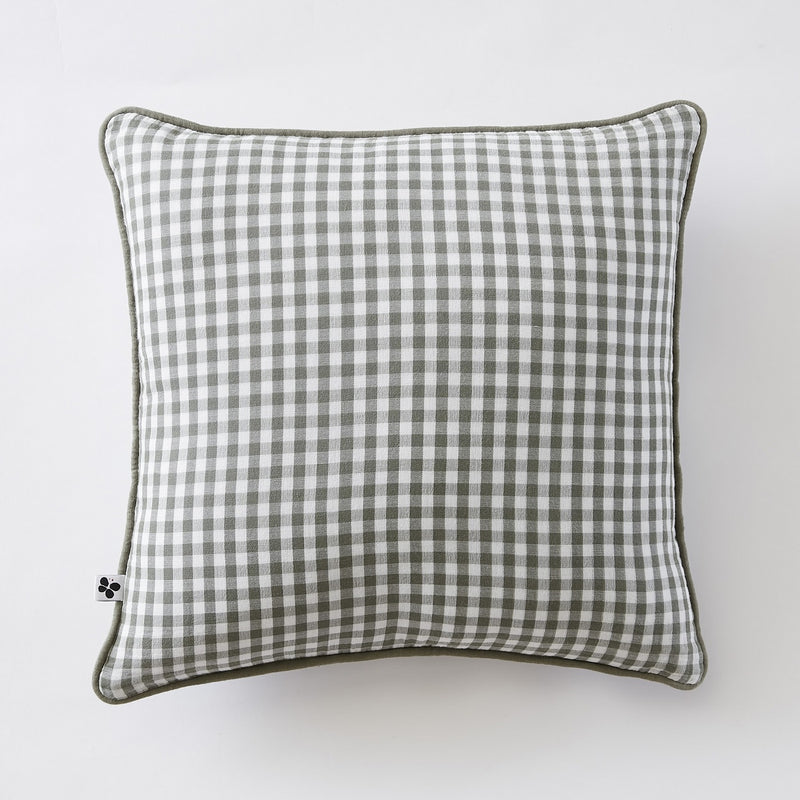 Coussin Déhoussable Avec Passepoil - Gaze De Coton Tissée - Teinte Vickie - Romarin