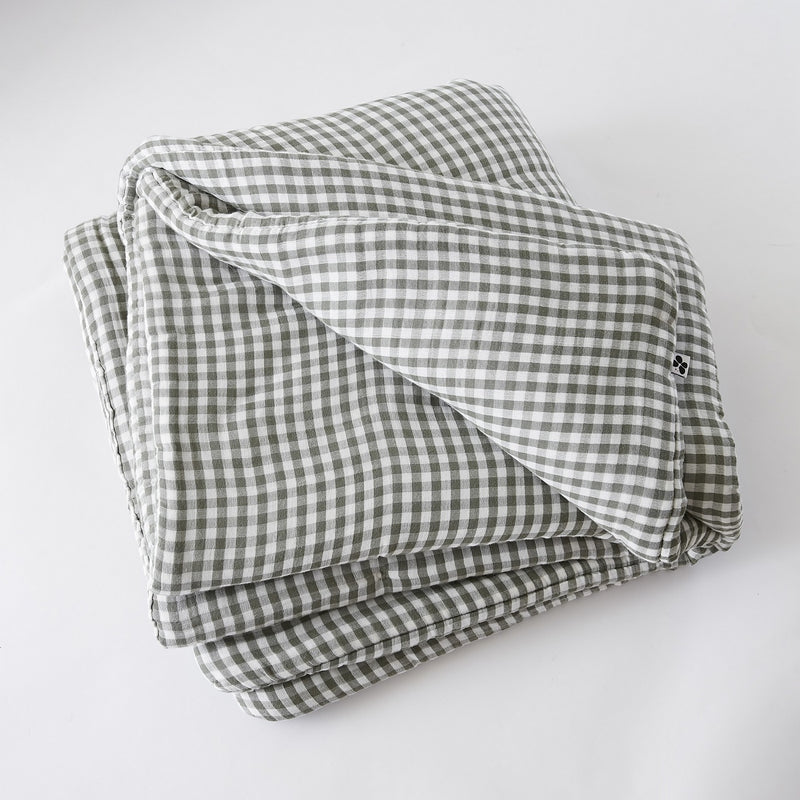 Bout De Lit - Gaze De Coton Tissée Teinte - Vickie - Romarin