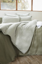 Vickie - Extremo de cama - Gasa de algodón tejida teñida - Romero