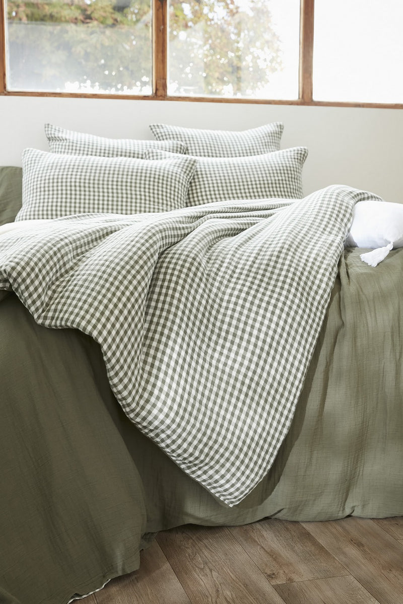 Bout De Lit - Gaze De Coton Tissée Teinte - Vickie - Romarin