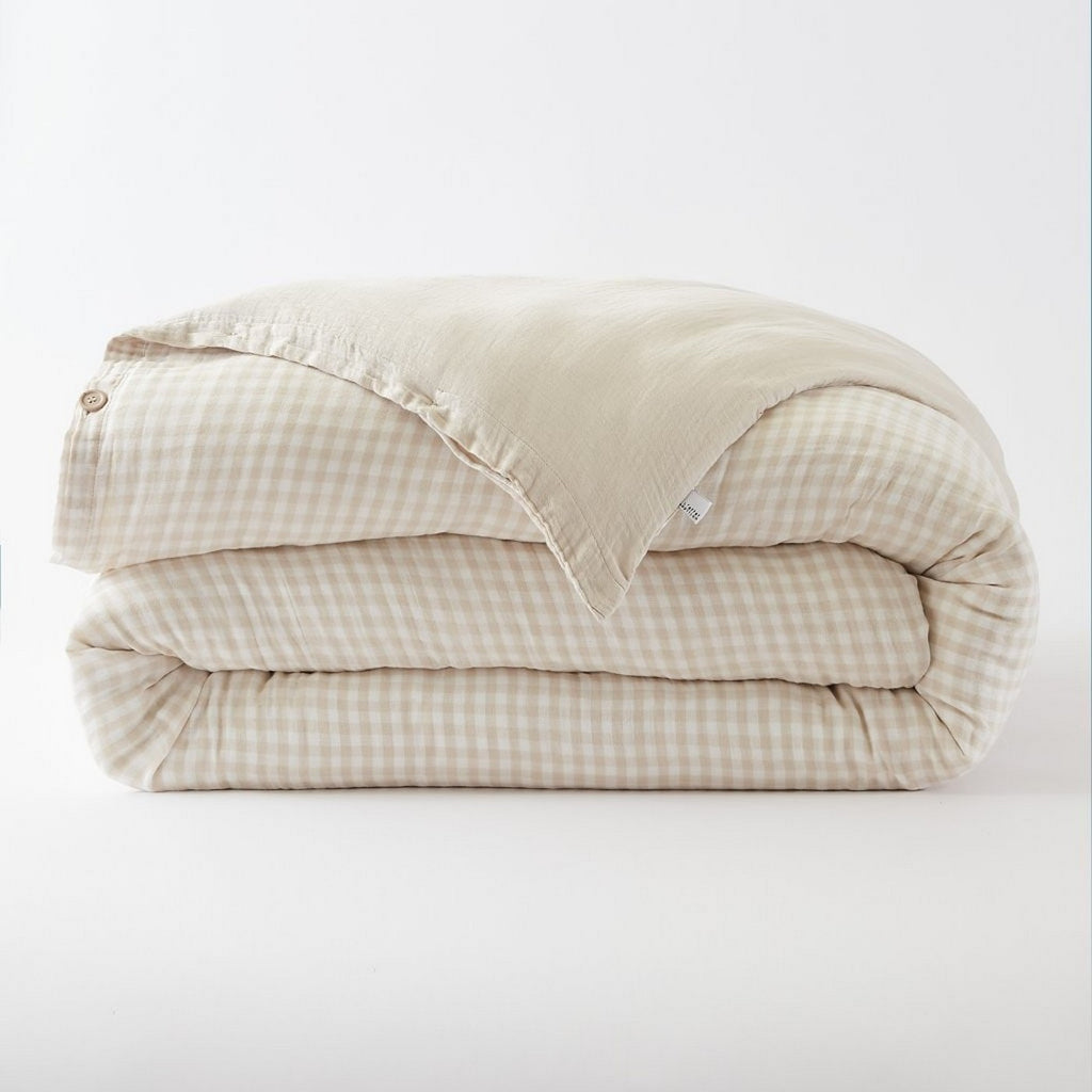 Vickie - Funda nórdica reversible - Gasa de algodón tejida teñida - Pampa