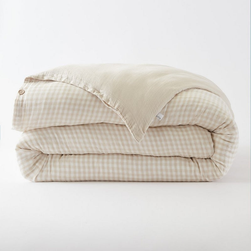 Housse De Couette Réversible - Gaze De Coton Tissée Teinte - Vickie - Pampa