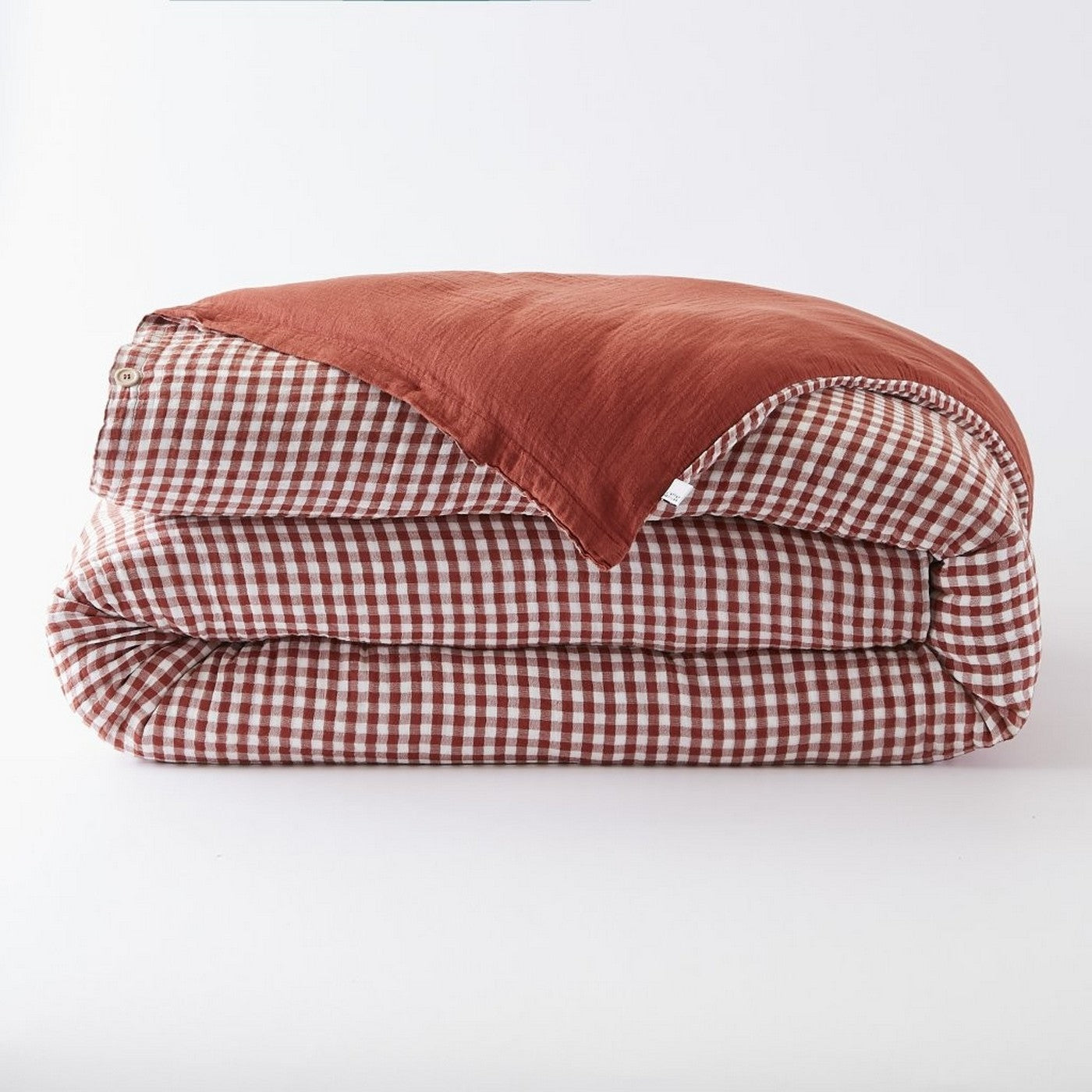 Vickie - Funda nórdica reversible - Gasa de algodón tejida teñida - Terracota