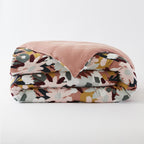 Reversible Duvet Cover - Printed Cotton Gauze - Léane - Peach Pink