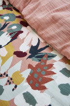 Reversible Duvet Cover - Printed Cotton Gauze - Léane - Peach Pink