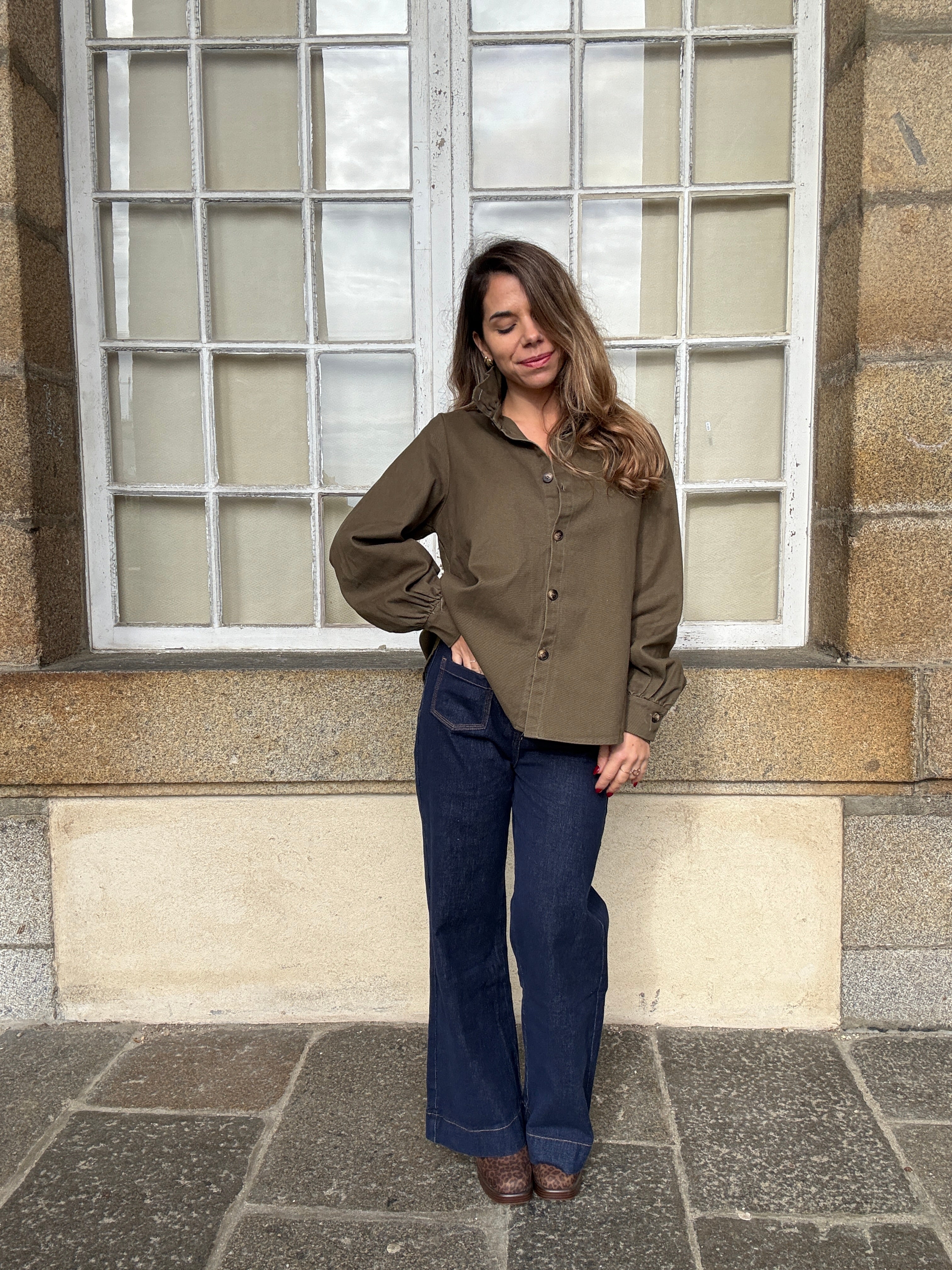 Veste En Jean Céleste Kaki